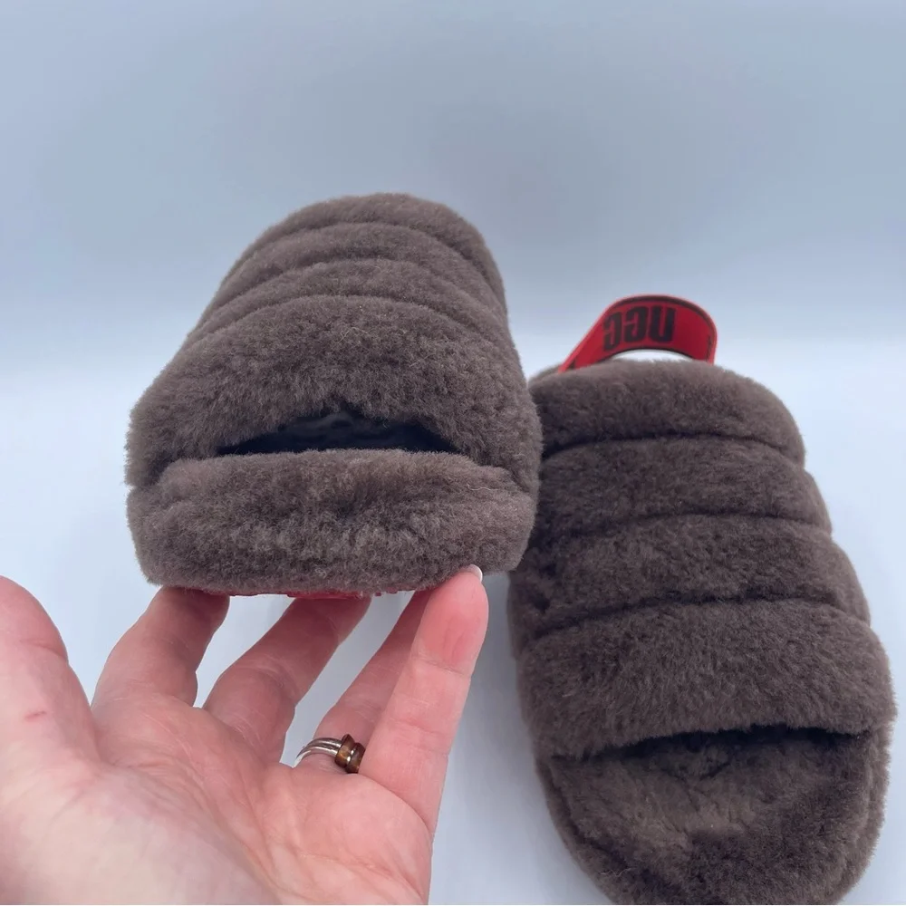 UGG Fluff Yeah Slides 7 Brown/Red - Picture 10 of 16